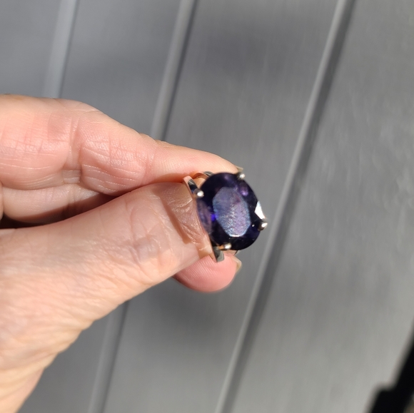 Lolite 6k large cushion cut sterling ring sz7.5 - Picture 4 of 6